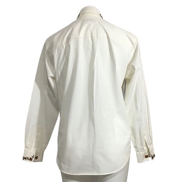 Pendleton Vintage White Oversized Satin Long Sleeve Button Down Blouse Size 8 - Picture 3 of 9